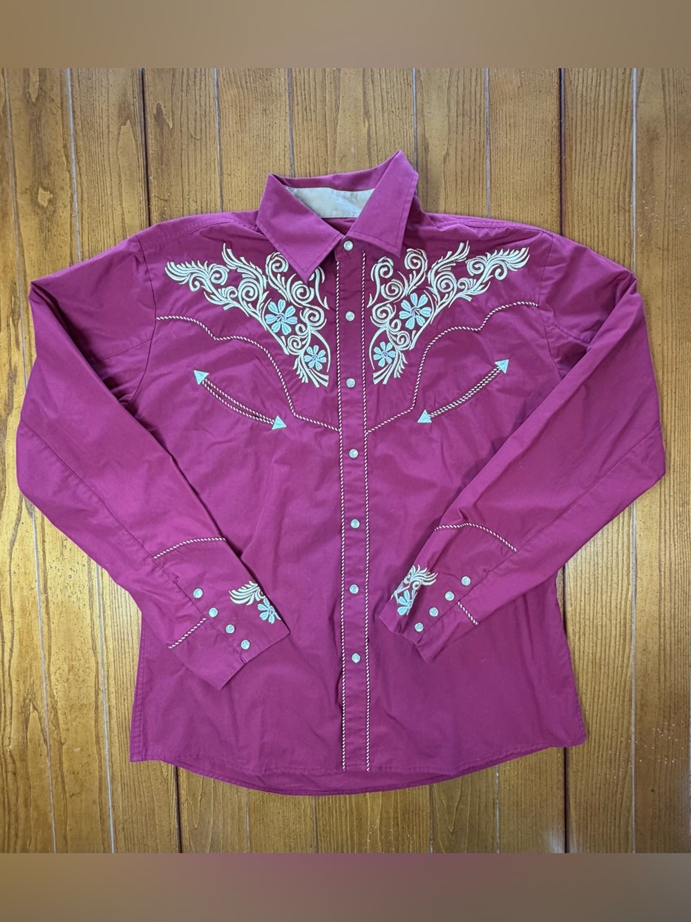 El Pionero Vintage-Style Western Pearl Snap Shirt – Men’s L –